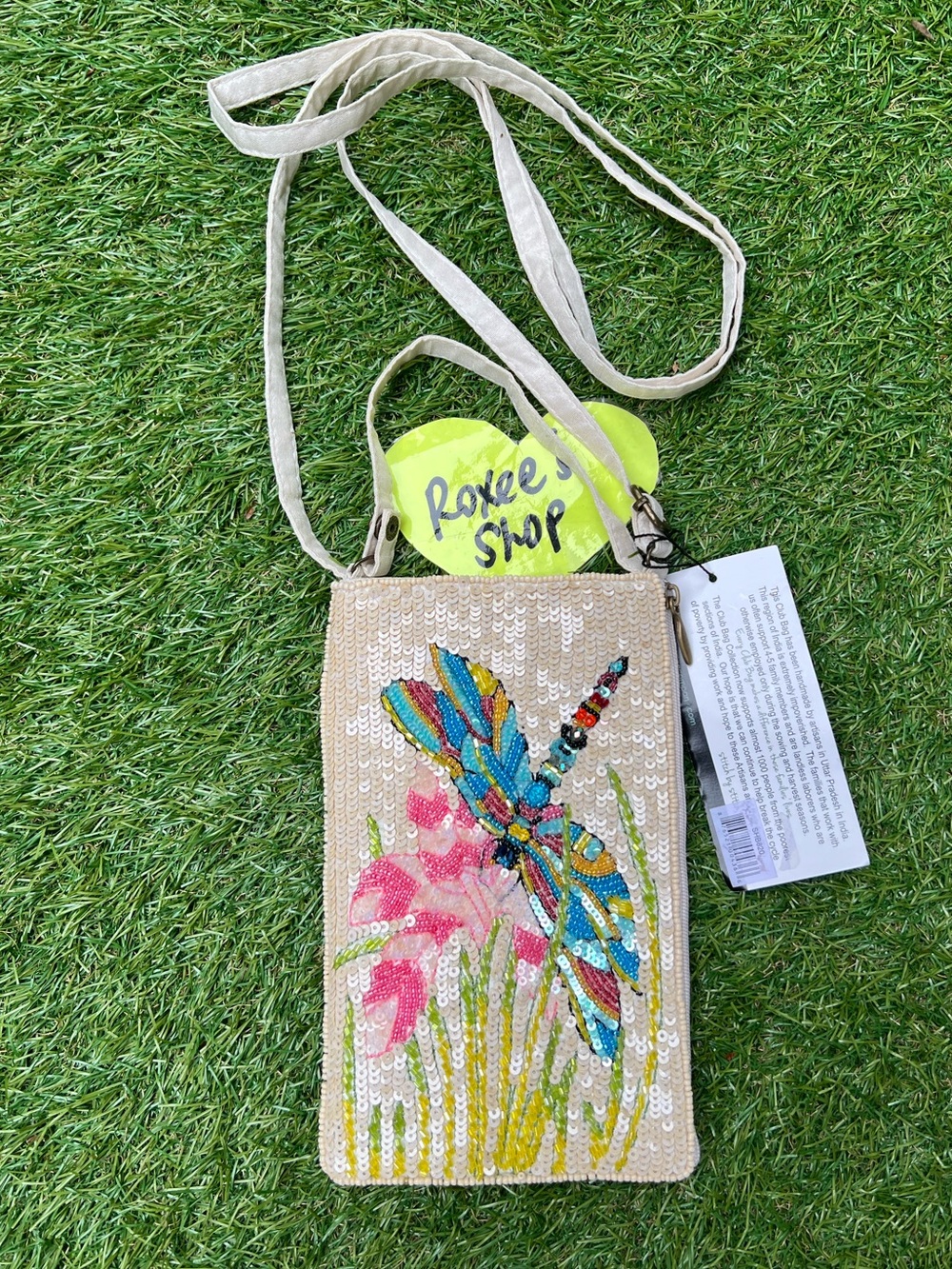 BEADED DRAGONFLY PHONE CROSSBODY BAG - Picture 2 of 5